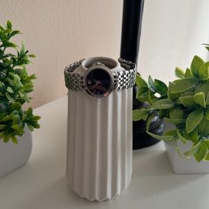 Classic Silver Women's Bracelet Watch - Black Dial